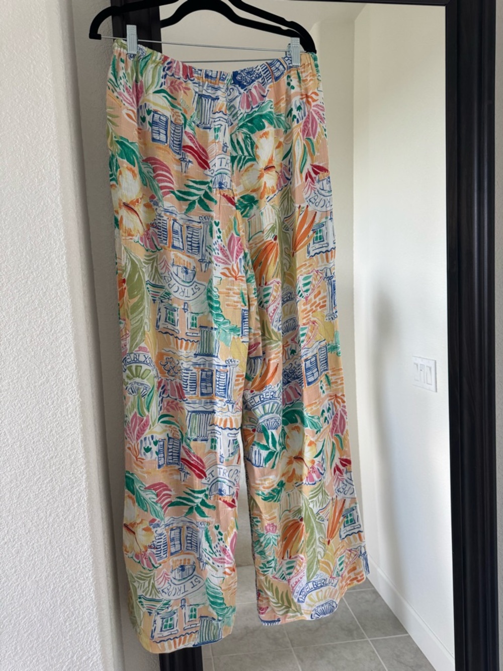 14 - NWT Tropical Print Wide-Leg Lounge Pants in Multicolor Size L | 100% Rayon - Picture 7 of 7